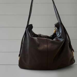 SOLD
Lina Brown Leather Hobo Bag, Slouchy Shoulder Bag with Tassel — Boho
